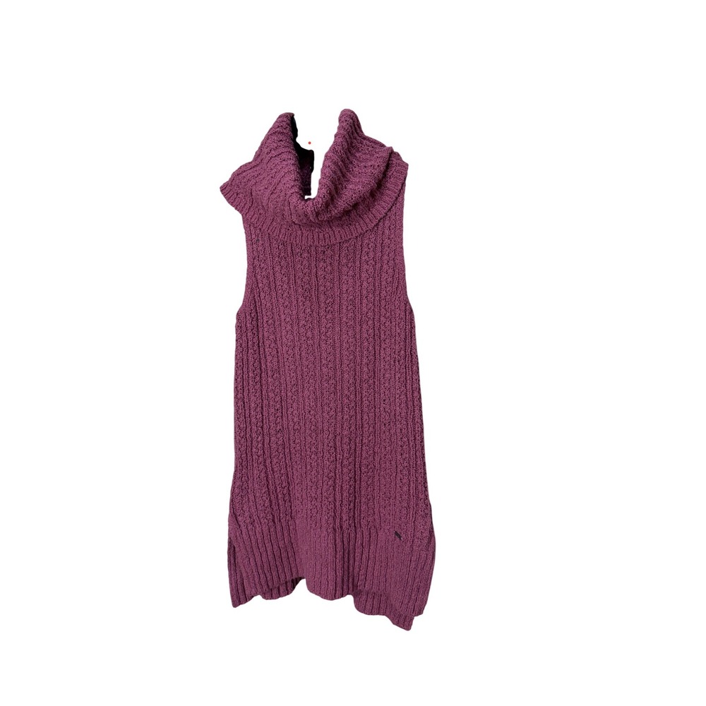 Hollister Womens Sleeveless Cowl Neck Cable Knit Tunic Sweater Mauve Pink Small
